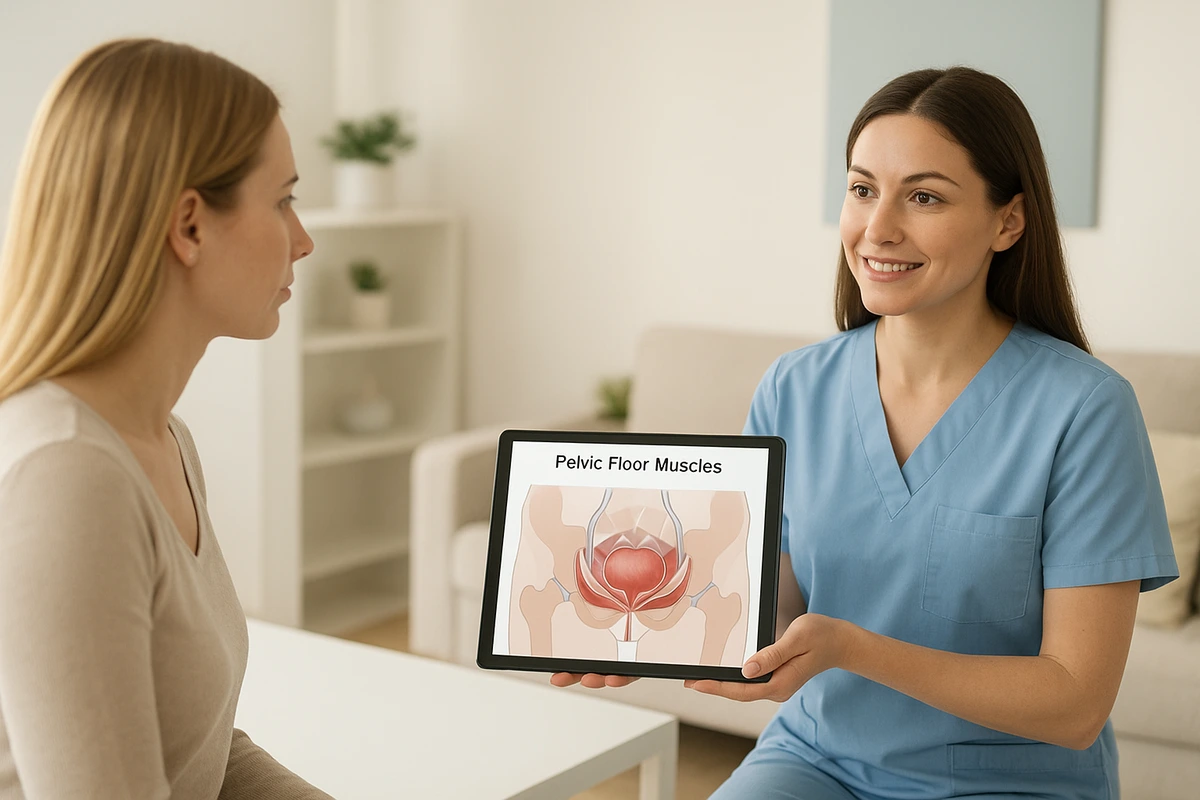 female physical therapist woman about pelvic floor health